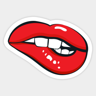 Biting Lip Mouth Sticker